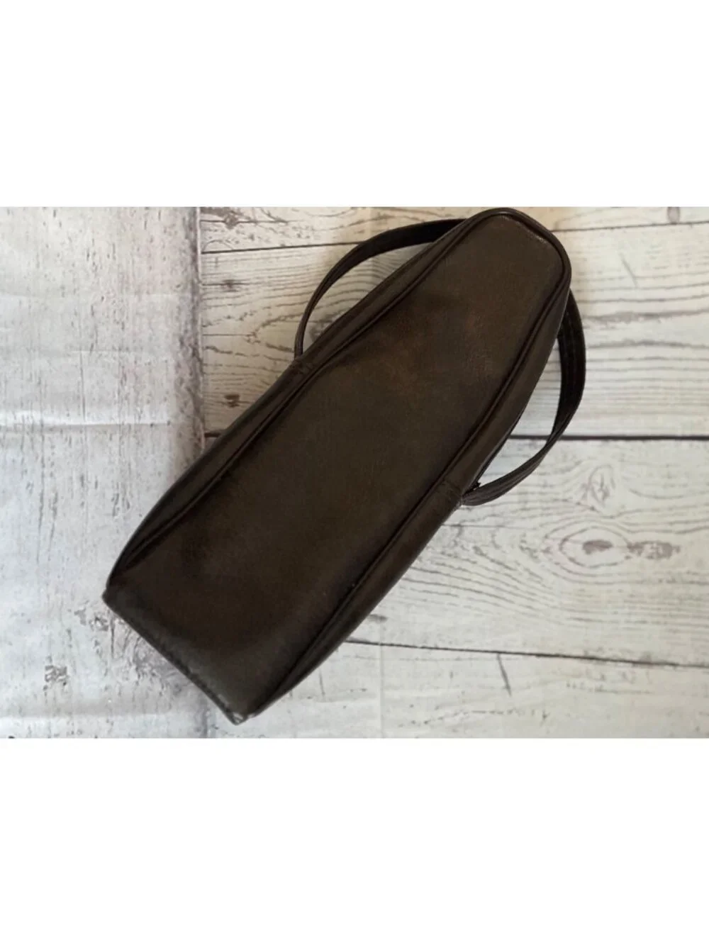 Vintage Brown Leather Zipper Wine Bottle Holder Carrier Handle Nice